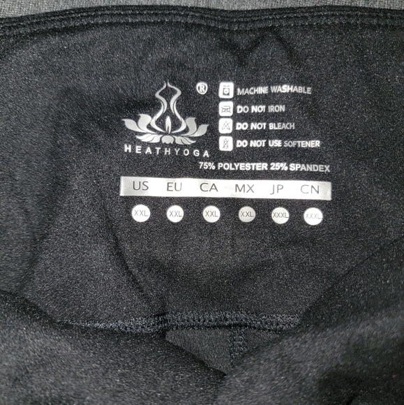 Heathyoga Workout Capri Leggings With Multiple Pockets - XXL - Black - Picture 2 of 7